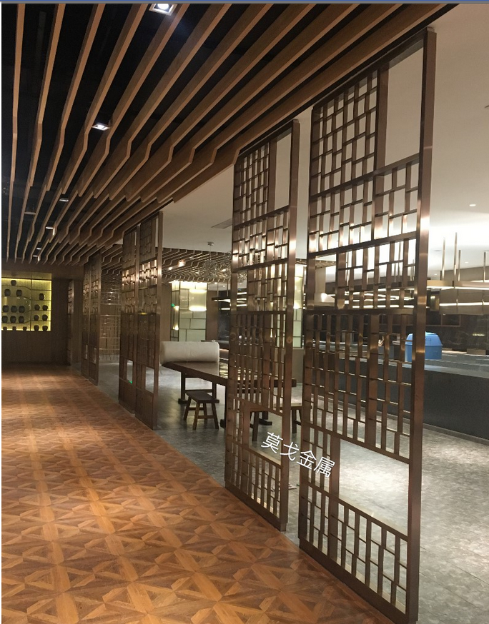 酒店玫瑰金拉絲不銹鋼屏風 酒店玫瑰金拉絲不銹鋼屏風